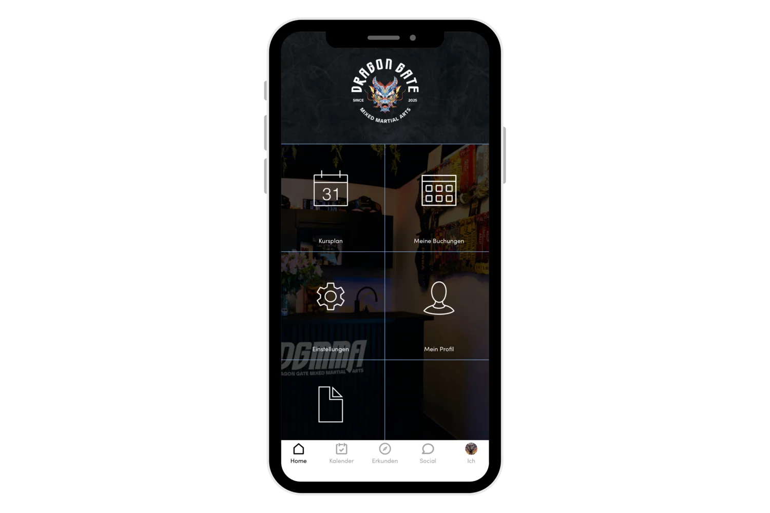 Dragon Gate Mixed Martial Arts App auf einem Smartphone